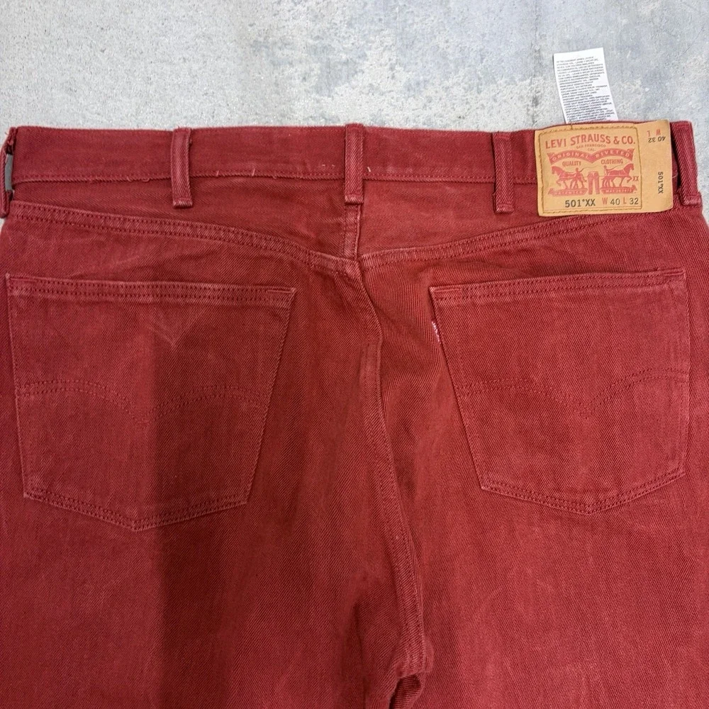 Levi's 501XX Button Fly Jeans Red 40x32 Straight Leg Vintage Color
